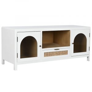 Mueble TV Madera Paulownia, Puertas Cristal, estilo Scandi Nordico - Imagen 1