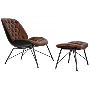 SET Butaca y Banqueta Reposapiés, Metal Vintage - Imagen 3