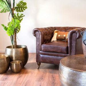 Sillon Butaca Piel Madera, Marrón Oscuro estilo Vintage Chester Capitoné - Imagen 11