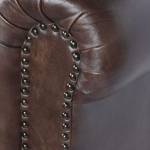 Sillon Butaca Piel Madera, Marrón Oscuro estilo Vintage Chester Capitoné - Imagen 5