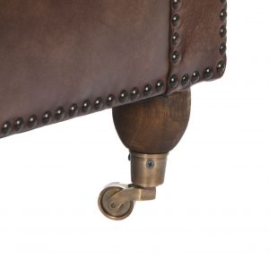 Sillon Butaca Piel Madera, Marrón Oscuro estilo Vintage Chester Capitoné - Imagen 6