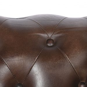 Sillon Butaca Piel Madera, Marrón Oscuro estilo Vintage Chester Capitoné - Imagen 7