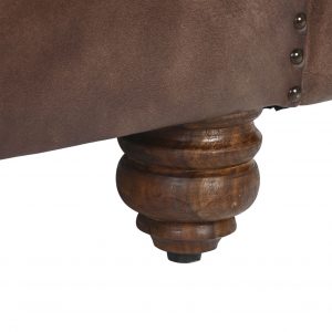 Sillon Butaca Piel Madera, Marrón Oscuro estilo Vintage Chester Capitoné - Imagen 8