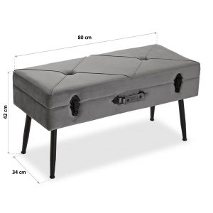 Banco Banquete Taburete, Pie de Cama Baul, Acabado Terciopelo - Imagen 6