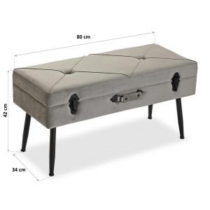 Banco Banquete Taburete, Pie de Cama Baul, Acabado Terciopelo - Imagen 5