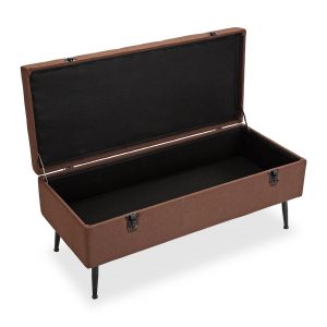 Banquete Taburete Pie de Cama Banco, Almacenamiento, Marrón y Gris - Imagen 5