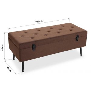 Banquete Taburete Pie de Cama Banco, Almacenamiento, Marrón y Gris - Imagen 7