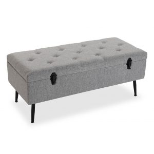 Banquete Taburete Pie de Cama Banco, Almacenamiento, Marrón y Gris - Imagen 2