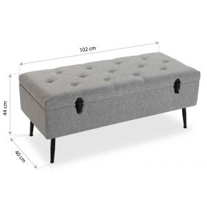 Banquete Taburete Pie de Cama Banco, Almacenamiento, Marrón y Gris - Imagen 6