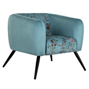 Sillón Flores Poliéster Estilo Shabby Chic, Metal Distintos Colores - Imagen 1