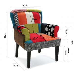 Butaca Moderna Patchwork Algodon Multicolor Vintage Clasica - Imagen 4