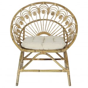 Sillón Ratán con Cojín Blanco Algodón, Exterior Interior - Imagen 2