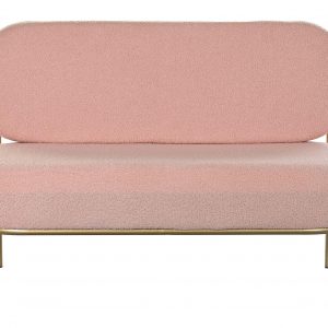 Sofá 2 Plazas Poliéster Metal, Beige & Rosa, Glam Chic Moderno Elegante - Imagen 4