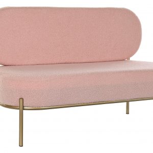 Sofá 2 Plazas Poliéster Metal, Beige & Rosa, Glam Chic Moderno Elegante - Imagen 6