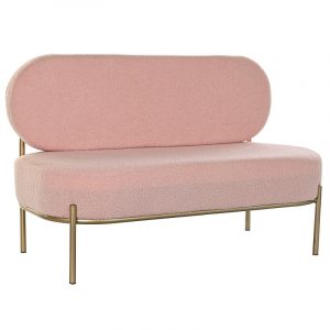 Sofá 2 Plazas Poliéster Metal, Beige & Rosa, Glam Chic Moderno Elegante - Imagen 1