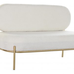 Sofá 2 Plazas Poliéster Metal, Beige & Rosa, Glam Chic Moderno Elegante - Imagen 7