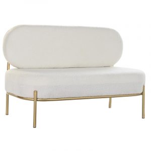 Sofá 2 Plazas Poliéster Metal, Beige & Rosa, Glam Chic Moderno Elegante - Imagen 2