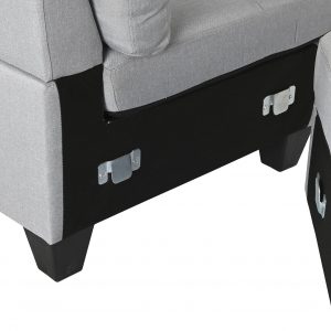 Sofá Chaise Longue de 3 Plazas Poliéster PP, Gris Claro estilo Moderno - Imagen 7