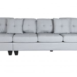 Sofá Chaise Longue de 3 Plazas Poliéster PP, Gris Claro estilo Moderno - Imagen 3