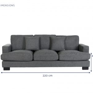 Sofá 3 Plazas Poliéster Madera, Crema & Gris estilo Moderno - Imagen 4