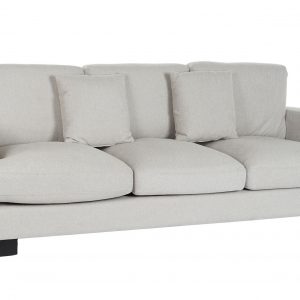 Sofá 3 Plazas Poliéster Madera, Crema & Gris estilo Moderno - Imagen 3