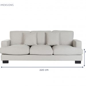 Sofá 3 Plazas Poliéster Madera, Crema & Gris estilo Moderno - Imagen 5