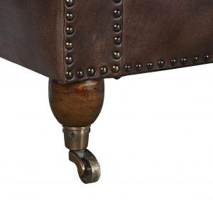 Sofá 2 Plazas Piel Madera, Marrón Oscuro estilo Vintage Chester Capitoné - Imagen 5