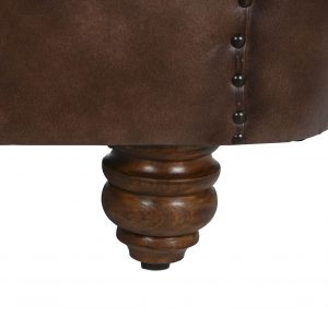 Conjunto Sofás 3 + 2 +1 Plazas Piel Madera, Marrón Oscuro estilo Vintage Chester Capitoné - Imagen 14