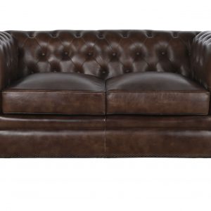 Conjunto Sofás 3 + 2 +1 Plazas Piel Madera, Marrón Oscuro estilo Vintage Chester Capitoné - Imagen 6