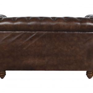 Sofá 2 Plazas Piel Madera, Marrón Oscuro estilo Vintage Chester Capitoné - Imagen 9