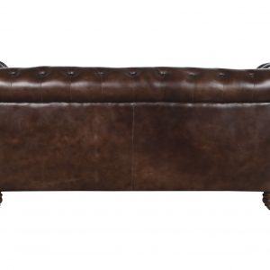 Sofá 3 Plazas Piel Madera, Marrón Oscuro estilo Vintage Chester Capitoné - Imagen 3