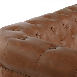 Sofá 3 Plazas Poliester Madera, Chester, Marrón Natural estilo Vintage Chester Capitoné - Imagen 4