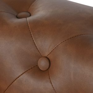 Sofá 3 Plazas Poliester Madera, Chester, Marrón Natural estilo Vintage Chester Capitoné - Imagen 5