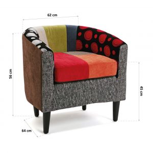 Sillon Orejera Moderno Patchwork Algodon Multicolor Vintage - Imagen 3