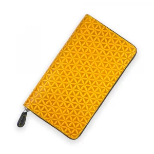 Cartera Grande de Piel, Grabado Estilo Flower of Life, Flor de la Vida - Imagen 1