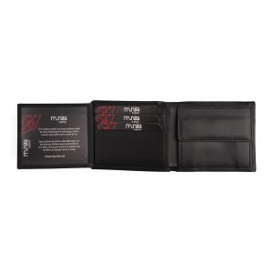 Cartera Bifold de Piel Negra, Monedero Billetera, Garnata - Imagen 5