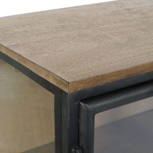 Aparador Mueble Madera Metal, 4 Puertas, estilo Industrial, Cristal - Imagen 5
