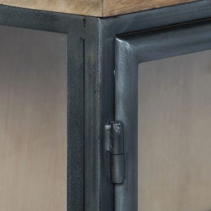 Aparador Mueble Madera Metal, 4 Puertas, estilo Industrial, Cristal - Imagen 7