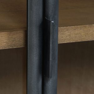 Aparador Mueble Madera Metal, 4 Puertas, estilo Industrial, Cristal - Imagen 9