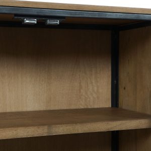 Aparador Mueble Madera Metal, 4 Puertas, estilo Industrial, Cristal - Imagen 6