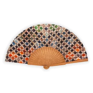 Abanico Multicolor, de Seda, Madera Bocapí, Mosaicos Alhambra, Lacerías - Imagen 1