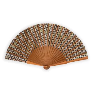 Abanico de Seda 100%, Madera Bocapi, Lacerías Árabes Alhambra de Granada - Imagen 2