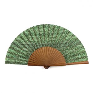 Abanico Verde Fihri, Seda 100%, Madera Bocapi, Artesanía Superior - Imagen 1