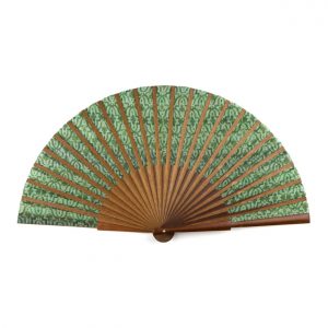 Abanico Verde Fihri, Seda 100%, Madera Bocapi, Artesanía Superior - Imagen 2