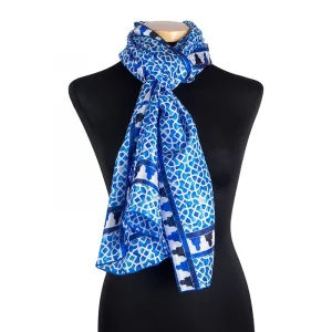 Pañuelo Foulard de Seda Azul, Alcazaba Mujer y Hombre 180 x 65 - Imagen 2