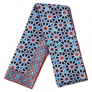 Fular Pañuelo de Seda, Azul Mosaicos Alhambra, Farah 180 x 65 - Imagen 1