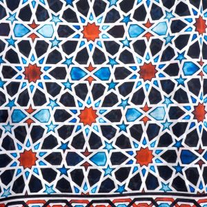 Fular Pañuelo de Seda, Azul Mosaicos Alhambra, Farah 180 x 65 - Imagen 5