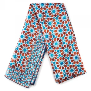 Fular Pañuelo de Seda, Color Marrón, Azulejos Andalucía, Fátima 180 x 65 - Imagen 1