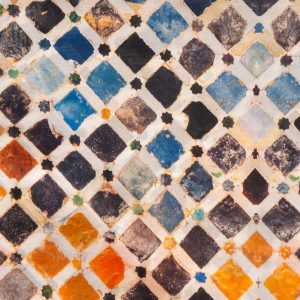 Pañuelo Fular 100% Seda Natural, Multicolor, Mosaicos 180 x 65 - Imagen 4