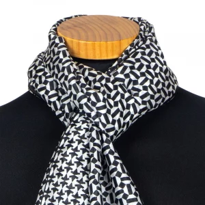 Fular Pañuelo 100% Seda Natural, Blanco y Negro, Asward 180 x 65 - Imagen 3